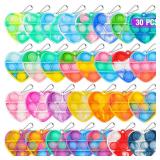 Pop Fidget Toys Bulk Its Valentines Day Gifts for Kids Party Favors for Kids Toys 30 PCS Valentines Mini Pop Heart Keychain It Fidget Toy Pack Fidgets for Classroom Prizes Birthday Goodie Bag Stuffers