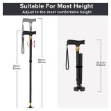 LIXIANG Walking Canes for Women for Stability Seniors Balance Folding Foldable Canes for Men Heavy Duty Adjustable Travel Collapsible Fashionable Fancy Decorative Unique Cool Cane Black