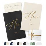 ARTESORI Wedding Vow Book for Her & Him, Soft Touch, Gold Foil Engraving, 28 Lined Pages, Wedding Vow Books His and Hers, Wedding Essentials, Wedding Registry Ideas, His and Hers Gifts [Ivory & Black]