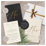 ARTESORI Wedding Vow Book for Her & Him, Soft Touch, Gold Foil Engraving, 28 Lined Pages, Wedding Vow Books His and Hers, Wedding Essentials, Wedding Registry Ideas, His and Hers Gifts [Ivory & Black]