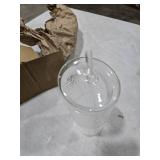 MINGHYZYA 20 OZ Iced Coffee Cup With Glass Lids and Straws,High Borosilicate Glass Tumbler Cup Reusable Wide Mouth Smoothie Cups(Clear,1cup)