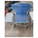 Three folding fishing chairs. Good fishing chairs, 2 have side table.