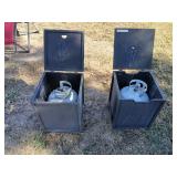 2 propane bottles with storage boxes