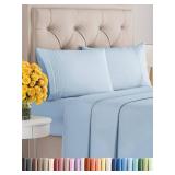 King Size 4 Piece Sheet Set - Comfy Breathable & Cooling Sheets - Hotel Luxury Bed Sheets for Women & Men - Deep Pockets, Microfiber, Extra Soft & Wrinkle Free Sheets - Sky Blue Oeko-Tex Bed Sheet Set