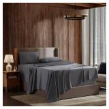 Nestl Split King Sheets for Adjustable Beds - 5 Piece Split King Sheets Set, Deep Pocket, Hotel Luxury, Extra Soft, Breathable and Cooling, Dark Grey Split King Bed Sheets