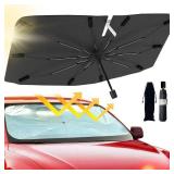 Car Windshield Sun Shade Umbrella, Foldable Car Umbrella Sunshade Cover UV Block Car Front Window (Heat Insulation Protection) for Auto Windshield Covers Trucks Cars (Large)