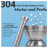 Pill Crusher - 304 Food Grade Stainless Steel Mortar and Pestle Medicine Grinder Set - Non-Slip Splitter to Easily Crush Medicine Pills Tablets Vitamins to Fine Powder for Adults, Seniors, Dogs, Pets