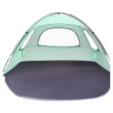 WhiteFang Beach Tent Anti-UV Portable Sun Shade Shelter for 3 Person, Extendable Floor with 3 Ventilating Mesh Windows Plus Carrying Bag, Stakes and Guy Lines (Mint Green)