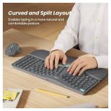 Nulea KM75 Advanced Ergonomic Wireless Keyboard and Mouse Combo, Comfortable Natural Typing, Palm Rest, Multi-Device (Bluetooth, 2.4G, Wired), Rechargeable, for Multi-OS, Windows, Mac, Android(Grey)