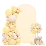 Wedding Arch Cover 6.6FT Beige Stretchy Fitted Arch Cover Round Top Stand Covers Double-Side Chiara Cover Backdrop Cover for Wedding Banquet Birthday Party Ceremony Baby Shower Decoration