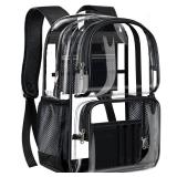 PAMANO Clear Backpack Heavy Duty Transparent See Through Bag for College Work Travel Security,Black