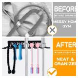 Gym Home Rack 8 Hook Heavy-Duty Wall-mounted Organizer Multi-Purpose Workout Gear Wall Hanger Storage for Resistance Bands Jump Ropes Lifting Belt Fitness Bands Barbells Carabiners Included