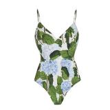 IMEKIS Swimsuit with Cover up Set for Women 2024: 2 Piece Vacation Outfits Tropical Swimwear One Piece Monokini Bathing Suit with Matching Sarong Summer Holiday Bikini Dress Green Leaves Medium