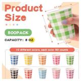 Zeyune 500 Pack 8 oz Coffee Cups Bulk Disposable Paper Cups Buffalo Plaid Cups for Hot/Cold Coffee Water Tea Chocolate Multicolor Drinking Cups for Home Office School Store Party Picnic