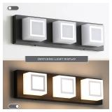 fengkiop Matte Black Bathroom Vanity Light Fixtures,3-Light Black Bathroom Light,Acrylic Dimmable Modern LED Wall Sconce for Hallway,Bedroom