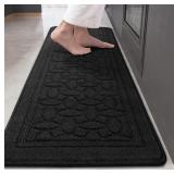 Color&Geometry Kitchen Rugs, Non Skid Kitchen Runner Rug Machine Washable Kitchen Floor Mat, Easy to Clean Kitchen Rugs and Mats, 18"x79", Black