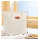 Lunch Box for Women, Lunch Bag for Women Men Adult Simple Reusable Lunchbox Insulated Lunchbag Large Capacity Lunch Boxes Cute Cooler, with Food Storage Bags for Work, Office or Picnic (Beige)