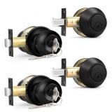 Probrico Black Keyed Alike Entry Knobs Front Door Locks Exterior Lockset and Single Cylinder Deadbolt Combination Set, 2 Pack