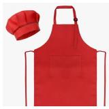 SUNLAND Kids Apron and Hat Set Children Chef Apron for Cooking Baking Painting