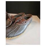 One pair brown leather size 10 Rockports, one pair size 10 L. L. Bean rubber over shoes