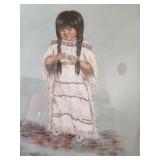 18x22 framed original of Indian Child by artist M. Wilson