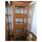 72x23x19 Oak glass front and side display cabinet. Has dropped front doors