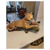 Ceramic cheetah, approximately 28 in long and 12 in tall