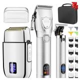 Suttik Professional Hair Clippers and Trimmers Set, Electric Razor Foil Shavers for Men, 3 in 1 Cordless Barber Kit Hair Cutting Kit with Travel Case Barber Clippers Set Professioal for Men