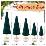 Hillban 5-Pack Green Velvet Christmas Trees, 7.87-15.75 in