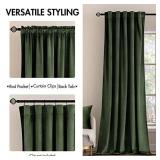 MIULEE Velvet Curtains 80 inches - Luxury Blackout Curtains for Bedroom Living Room Thermal Insulated Super Soft Window Drapes Rod Pocket & Back Tab, Olive Green, W52 x L80 inches, 2 Panels