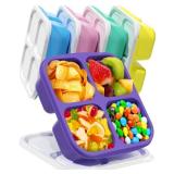 5 Pcs Bento Snack Containers, Reusable 4 Compartment Divided Food Storage Containers, Divided Lunchable Container for School, Work and Travel (5 Color)