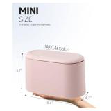 MONGTINGLU Mini Trash Can with Lid Removable Small Garbage Can, Tiny Plastic Trash Bin, Pop Up Countertop Wastebasket, Counter Garbage Lint Bin for Bathroom,Office,Kitchen,Desk,Coffee Table(Pink)