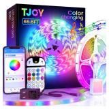 TJOY 65.6ft Kids Bluetooth LED Strip Lights, Music Sync LED Light Strip RGB Color Changing Lights Strip with Penguin Style Remote, APP Control, LED Lights for Bedroom, TV, Room DIY (APP+Remote+Mic)