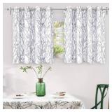 DriftAway Gray White Tree Branch Blackout Curtains for Bedroom 36" Long Grey Branch Lined Window Treatment Thermal Grommet Top Curtain Drapes for Living Room 2 Panels