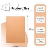 24 Pieces Blank Kraft Notebooks, 8.3x5.5 Inches A5 Small Journals Bulk Blank Notebooks 80 GSM Unlined with 60 Pages for Students School Office Traveler Sketching/Drawing/Writing Supplies,30 Sheets