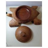 Hand Carved Wooden Turtle trinket box . Center box is approx. 7 " w