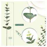 Chuangdi 20 Inch Artificial Eucalyptus Leaves Stems, Faux Eucalyptuses Plant Branches, Silk Eucalyptus Leaf, Fake Eucalyptus Branches for Home Wedding Farmhouse Decoration (Green, 24 Pieces)