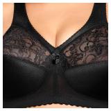 Full Figure Plus Size MagicLift Original Support Bra Wirefree #1000 Black 50H