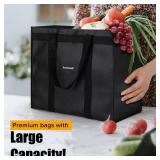 Homemell Heavy Duty Reusable Grocery Bags, Large Collapsible Tote Bag Holds 100 LBS, Extra Strength Premium Material (Black, 6 Pack)