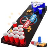 GOLDGE 63 x 23.6 inches Beer Pong Table Mat, Drinking Games for Adults Party, 8pcs Beer Pong Balls, 30pcs Beer Pong Cups