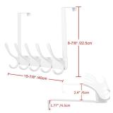 SKOLOO Over The Door Hook   5 Hooks, Over Door Hook Hanger for Hanging Clothes/Towels/Coats/Backpack/Hat, Over Door Coat Rack (2 Pack, White)