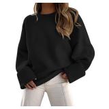 LILLUSORY Oversized Sweater Womens 2024 Fall Fashion Outfits Pullover Long Tunic Old Money Winter Clothes Cute Crewneck Trendy Knit Chunky Warm Knitted Top Black Small