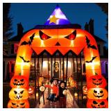 AerWo 12FT Tall Halloween Inflatables Archway Giant Halloween Arch, Pumpkin Halloween Blow up with Built in LED Lights for Halloween Outdoor Decorations Holiday Yard Lawn Garden Outdoor Party Decor