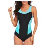 American Trends Athletic Swimsuit for Women One Piece Lap Swimming Training Suit Tummy Control Bathing Suits Large