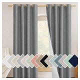 NICETOWN 100% Absolutely Blackout Linen Curtains with Thermal Insulated White Liner, 52 Wide, 2 Panels, 84 inches Long Drapes, Grommet Retro Dove Grey Linen Vertical Drapes Privacy for Bedroom