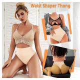 Womens Thong Shapewear Mid to High Waisted Shaper Thong WN0017(03#C Beige#no steel bone,Small)