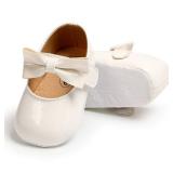 RVROVIC Baby Girls Ballerina Mary Jane Flats Toddler Girl Princess Dress Shoes Soft Infant Crib Shoes(12 18 Months Infant, 0 White)