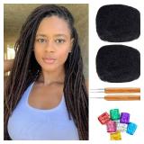 Afro Kinky Bulk Human Hair For Dreadlock Extensions Repair Locs,Twist Braiding, 100% Natural Braiding Hair can be bleached and dyed 30Grams each bundles Total (12 Inch Natural Black 2 Bundles/Package)