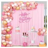 Chiffon Backdrop Curtain Pink Sheer Curtain Backdrop 5ft x 10ft 2 Pieces Wedding Party