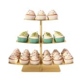 ICIUIOIR Cupcake Stand Set for Dessert Table Mini Cupcake Holder Metal Cupcake Tower Reusable Dessert Stand 3 Tier Tray for Wedding Birthday Baby Shower Tea Party